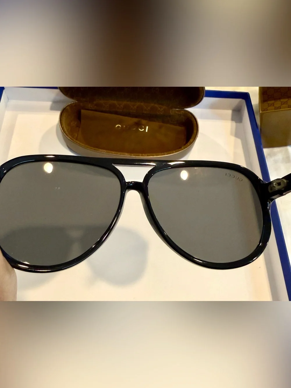 Gucci GG1627/S Aviator Sunglasses Black Italy w/ Case Box